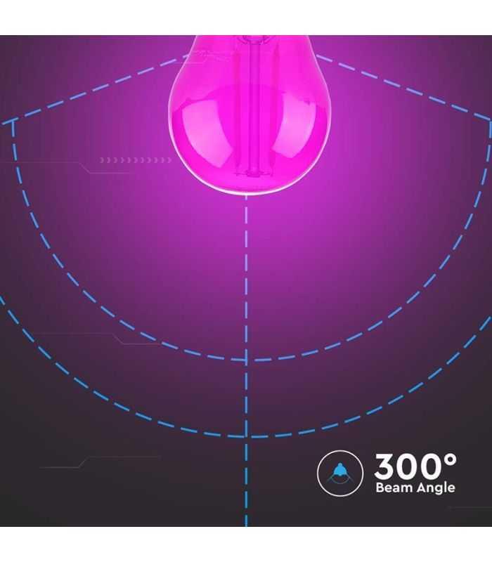 Bec Led G45 E27 2w Cu Filament Lumina Roz V Tac Sku 217410