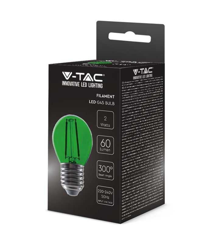 Bec Led G45 E27 2w Cu Filament Lumina Verde V Tac Sku 217411