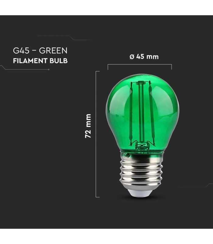 Bec Led G45 E27 2w Cu Filament Lumina Verde V Tac Sku 217411