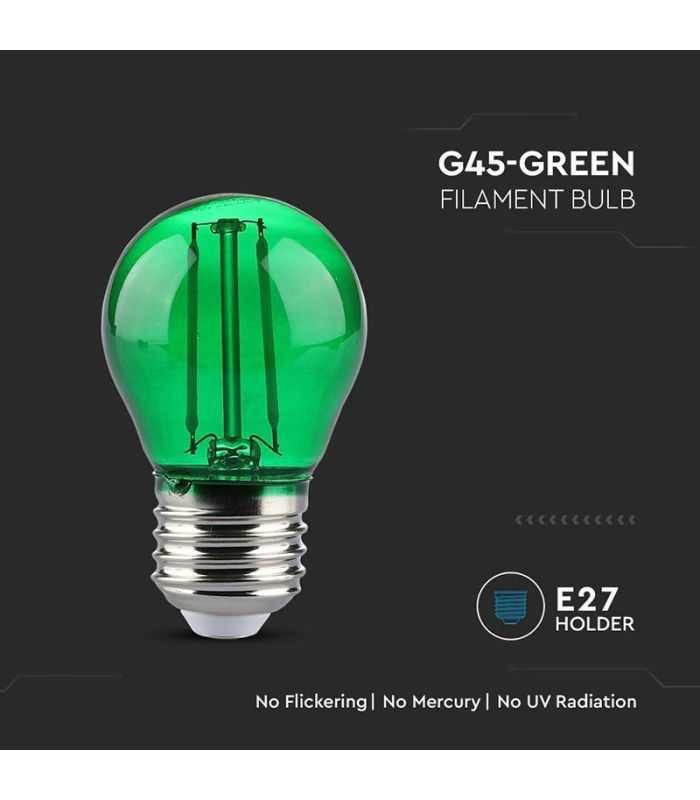 Bec Led G45 E27 2w Cu Filament Lumina Verde V Tac Sku 217411