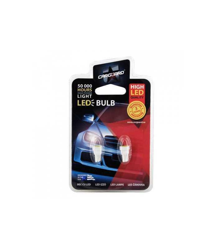 bec led pozitie 12v 1w cob 18 chipuri t10 5w5 90lm 2buc set carguard 1