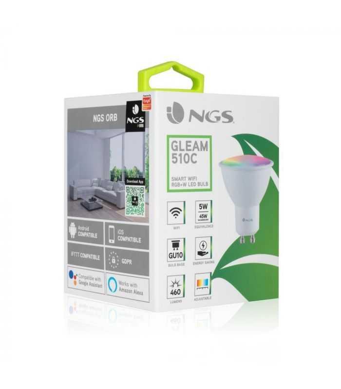Bec Led Smart Wifi Gu10 5w Rgb 460lm Gleam 510c Ngs