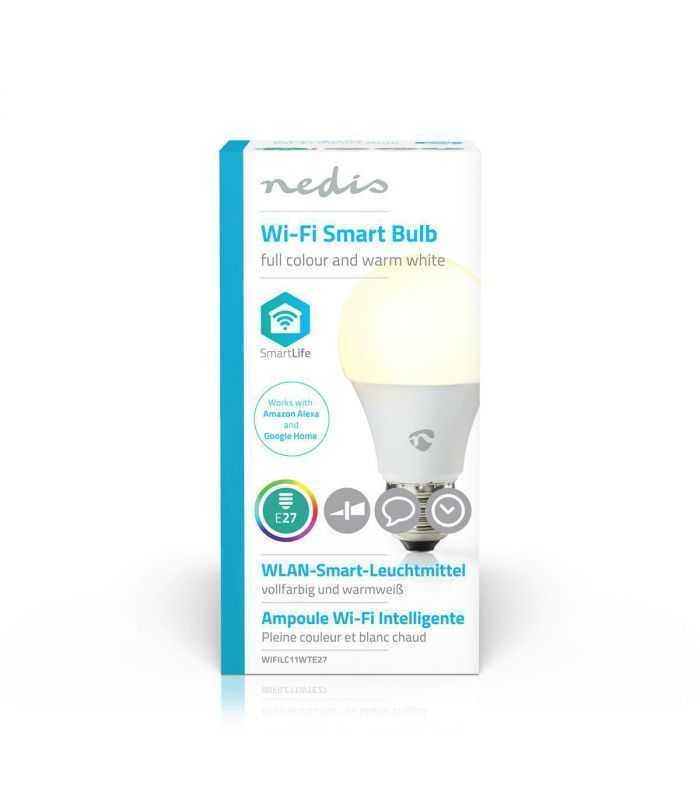 bec led smart wifi rgb lumina alba calda e27 6w 470lm nedis nedis 4
