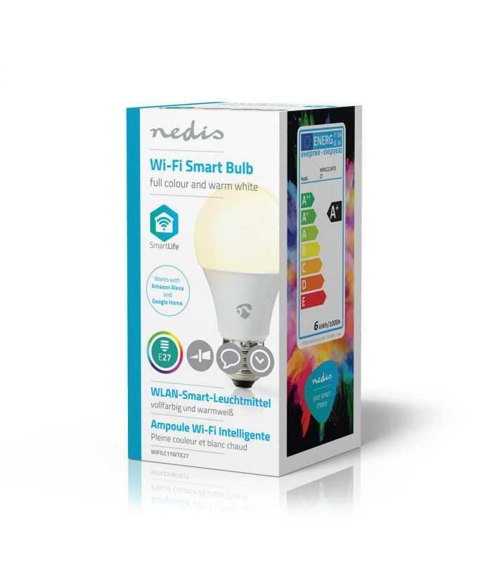 bec led smart wifi rgb lumina alba calda e27 6w 470lm nedis nedis 5