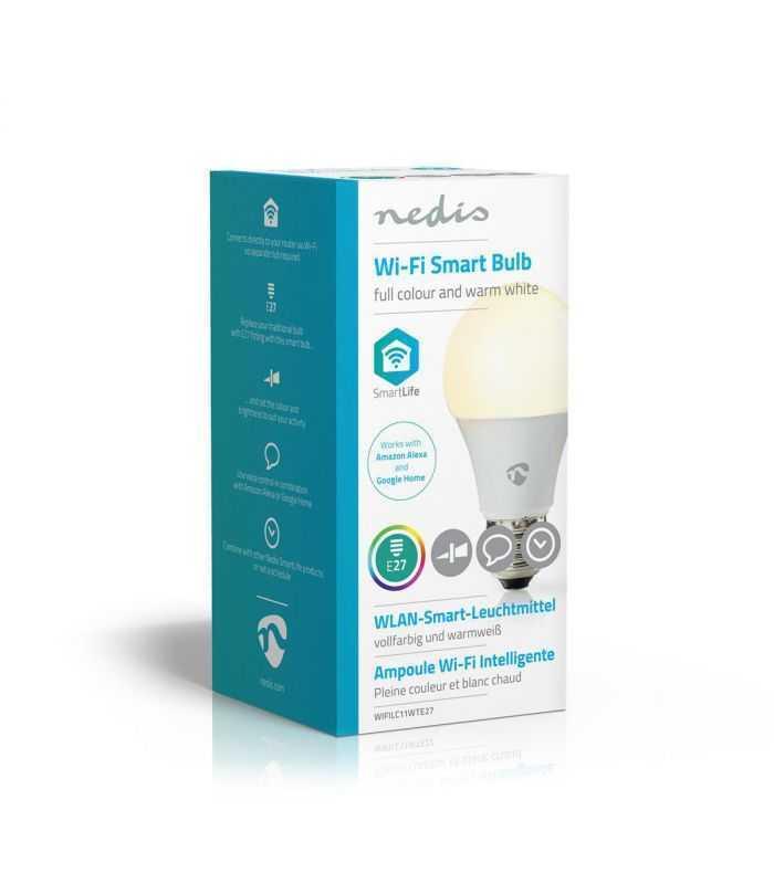 bec led smart wifi rgb lumina alba calda e27 6w 470lm nedis nedis 6