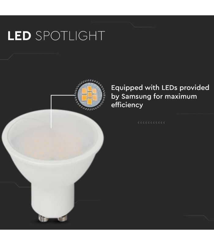 Bec Spot Led Gu10 10w 1000lm 4000k Alb Neutru Cip Samsung V Tac Sku 21879