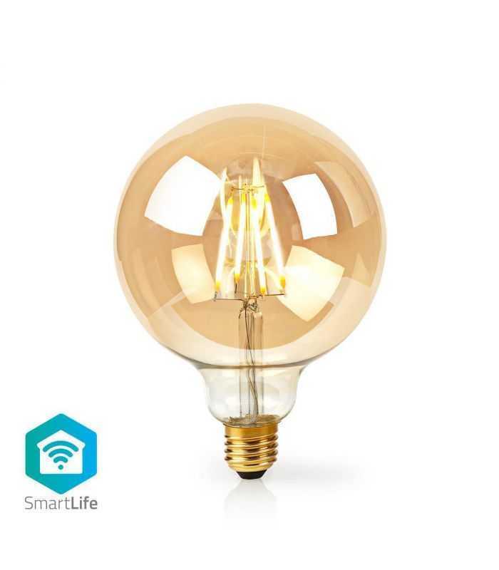 Bec Wi Fi Smart Led Cu Filament Nedis E27 125mm 5w 500lm 2700k Auriu