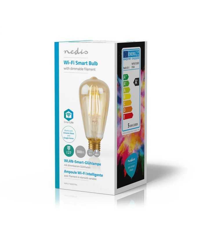 Bec Wi Fi Smart Led Cu Filament Nedis E27 St64 5w 500lm