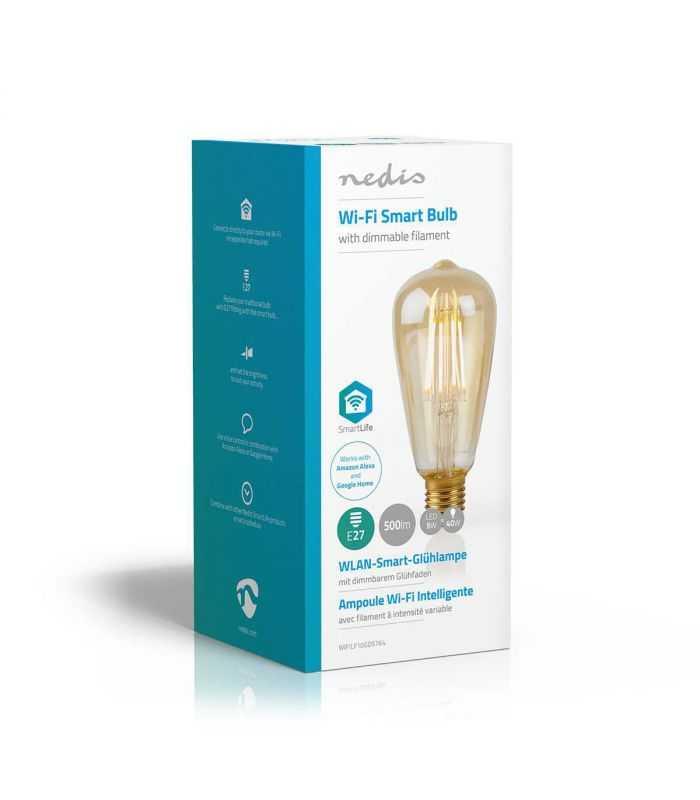 Bec Wi Fi Smart Led Cu Filament Nedis E27 St64 5w 500lm