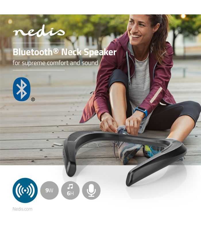 boxa portabila pe gat nedis bluetooth 2x45w redare 6 ore negru 2