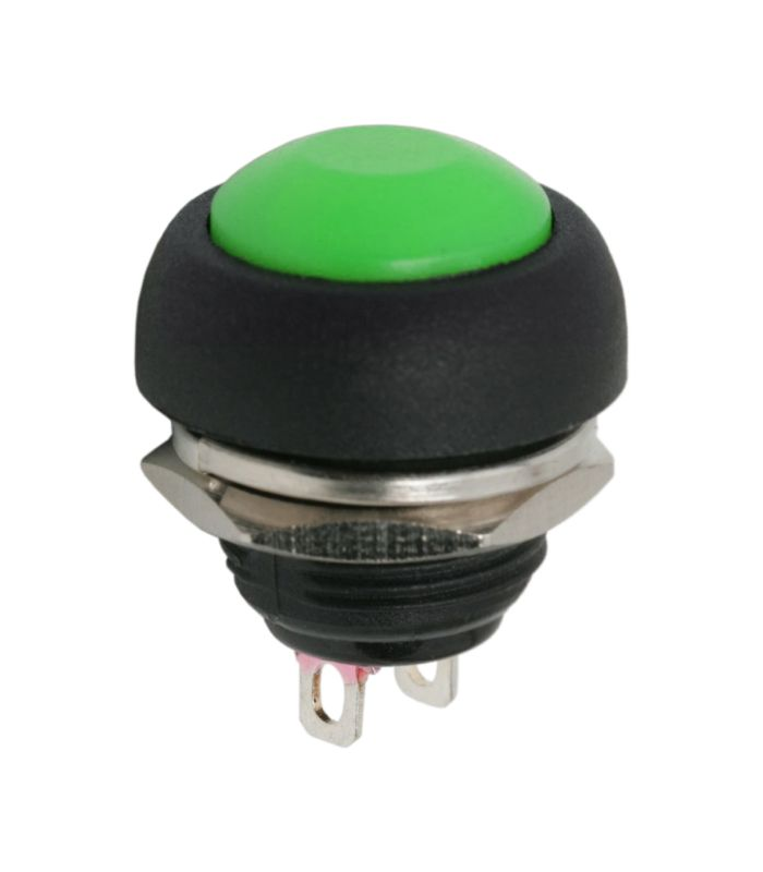 Buton 1 circuit 1A 250V OFF-(ON) verde fara retinere
