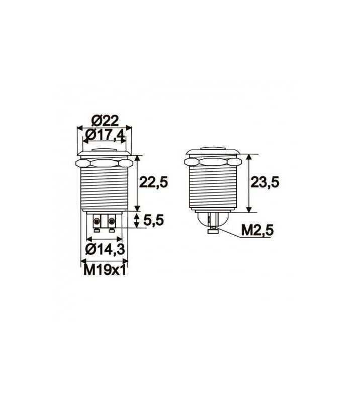 buton 1 circuit 2a 250v off on fara retinere metal resistent la apa 1