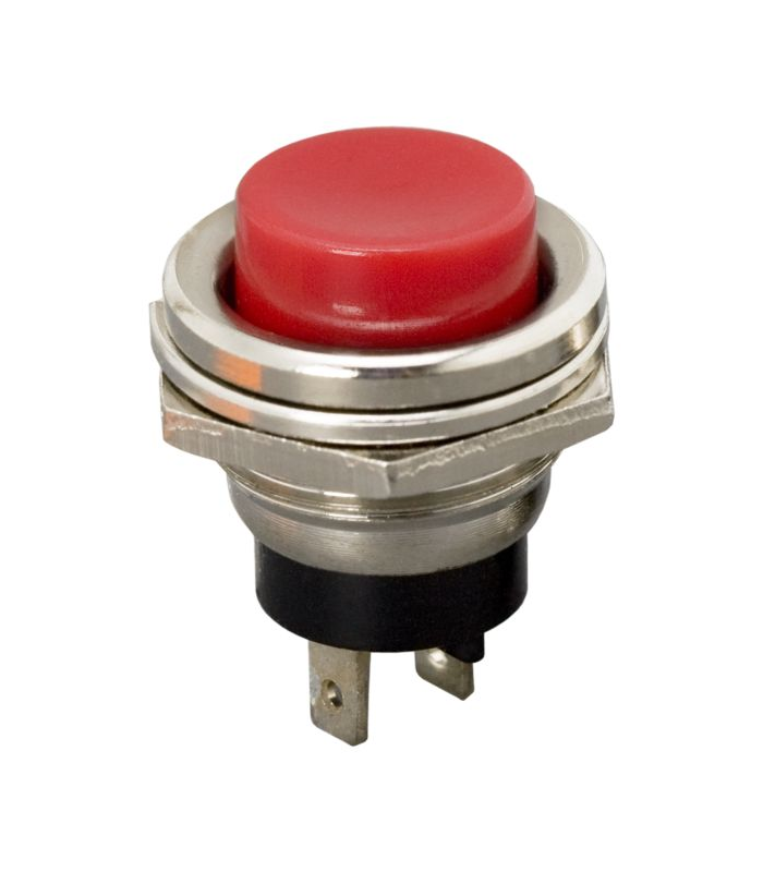 Buton 1 circuit Push ON 2A 250V OFF-(ON) fara retinere rosu 09065PI
