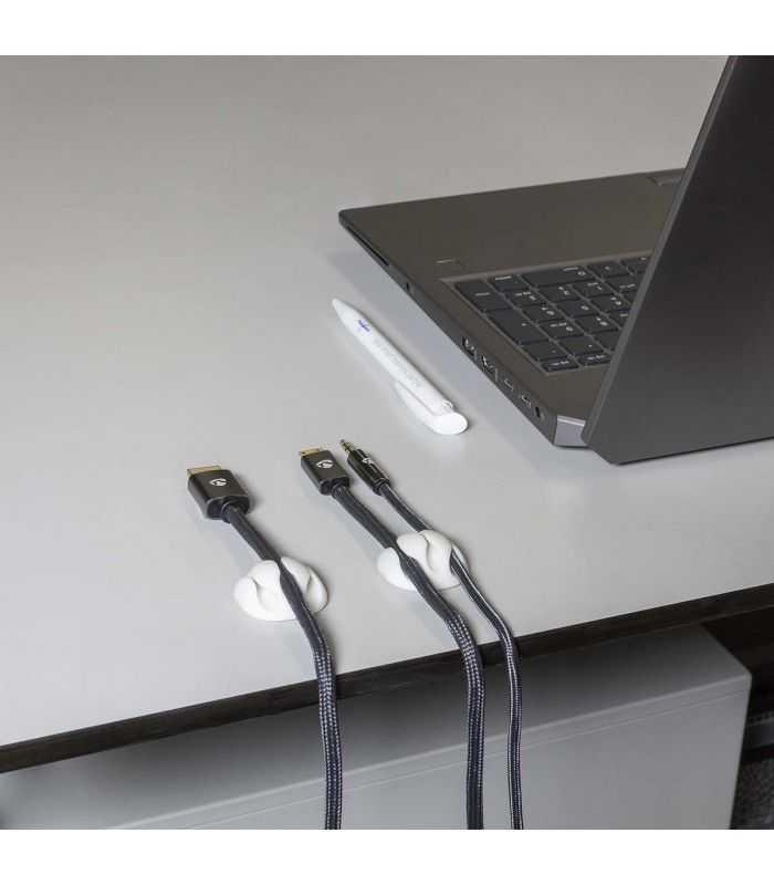Cable Management Cable Clip Click And Go 4 Pcs 3 Slots Maximum Cable Thickness 53 Mm Tpe White Nedis