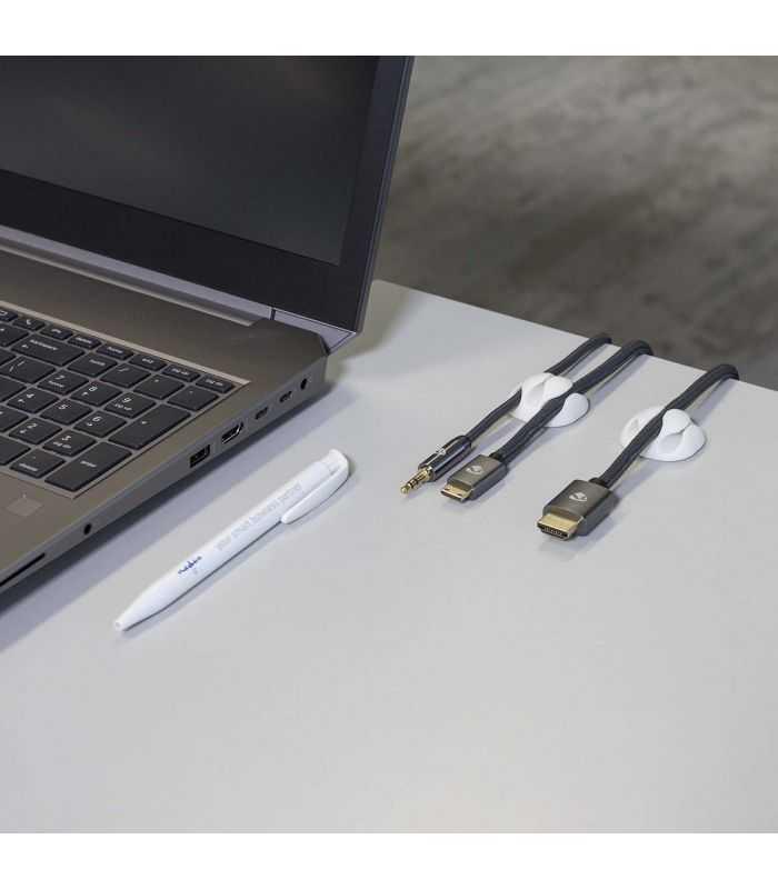 Cable Management Cable Clip Click And Go 4 Pcs 3 Slots Maximum Cable Thickness 53 Mm Tpe White Nedis
