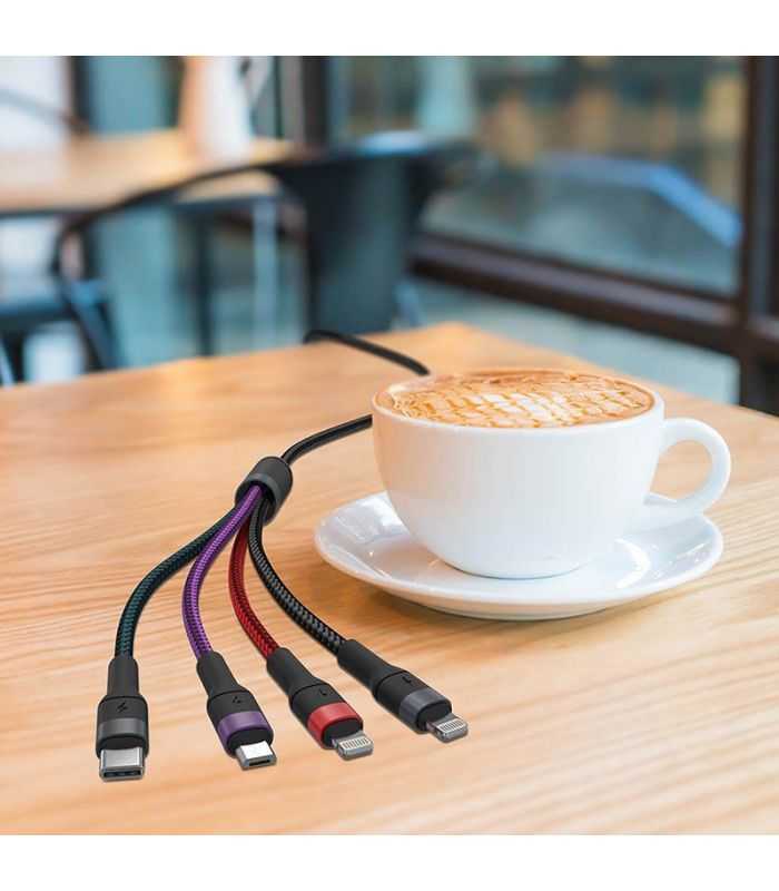 Cablu 4in1 Usb Type C Micro Usb Lightning Usb 24a 12m V Tac Sku 7748