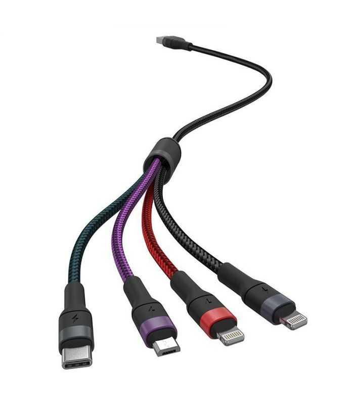 Cablu 4in1 USB TYPE C MICRO USB LIGHTNING - USB 2.4A 1.2m V-TAC SKU-7748