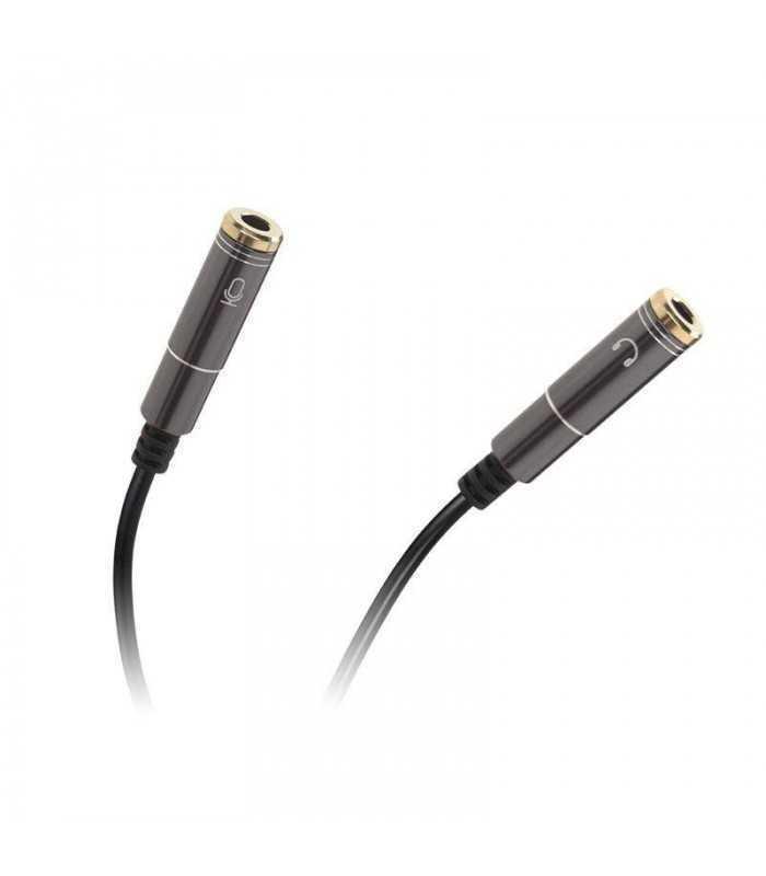 cablu adaptor 35 mm jack 4 pini 2x jack 35 mm stereo 20cm 1