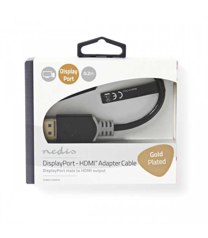 cablu adaptor 4k displayport v12 tata hdmi mama 02m gri nedis 1