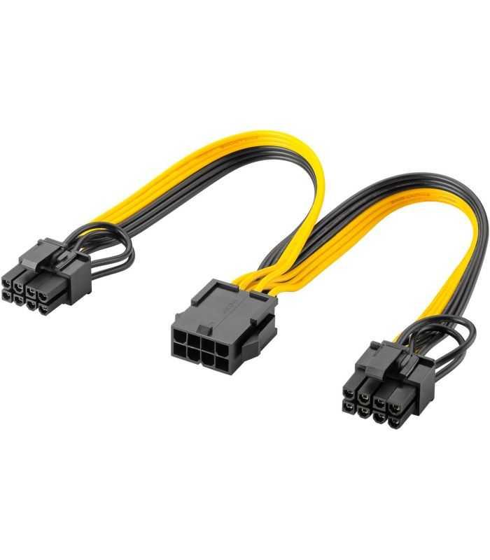 Cablu adaptor ATX alimentare cu 8 pini mama la 6+2 tata pentru placa video PCI Express Goobay 60000