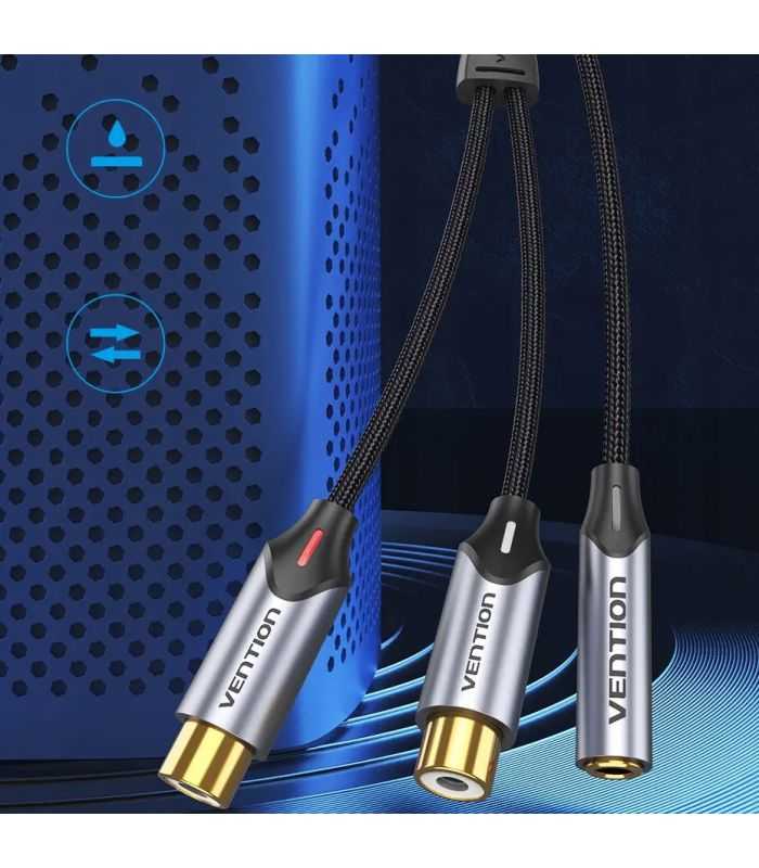 Cablu Adaptor Audio Stereo Jack 35 Mm Mama 2x Rca Mama 03m Vention Bcohy