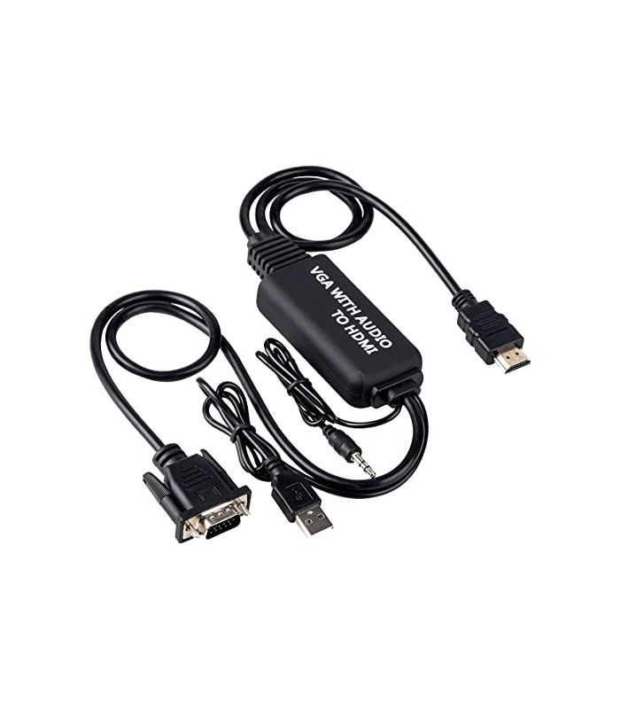 Cablu adaptor convertor VGA tata + audio JACK 3.5 mm tata la HDMI tata 1.8m alimentare prin USB 3 Cablu Adaptor Convertor Vga Tata Audio Jack 35 Mm Tata La Hdmi Tata 18m Alimentare Prin Usb