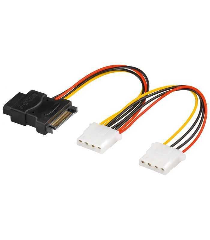 Cablu adaptor de alimentare PC Y mufa 2x 5.25 mama - SATA tata+mama 20cm Goobay