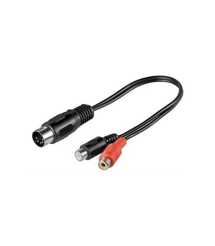 Cablu adaptor DIN tata 180 5 pini la 2x RCA mama 0.2m Goobay