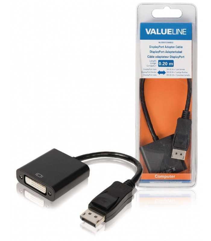Cablu adaptor DisplayPort la DVI-D 24+1 mama 0.2m Valueline