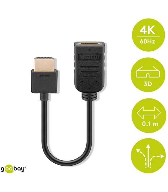Cablu adaptor HDMI tata - HDMI mama 10cm v2.0 4K Ultra HD 2160p 60Hz Goobay 49979