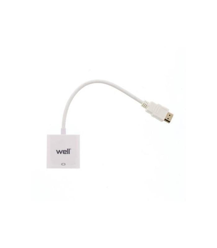 Cablu adaptor HDMI tata la VGA mama Well alb