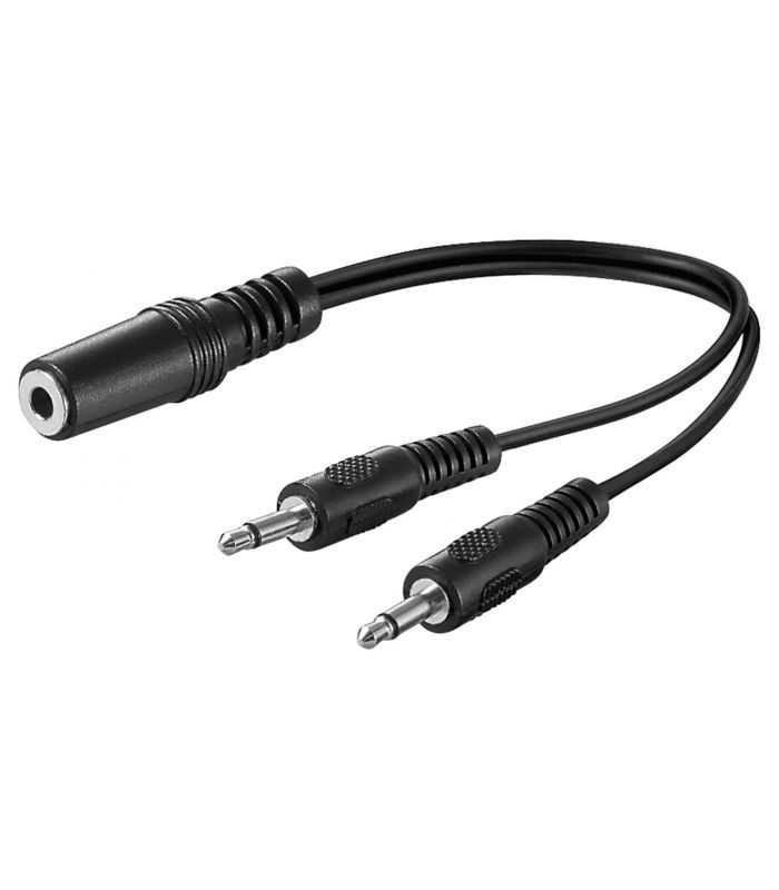 Cablu adaptor Jack 3.5 mm audio Y 1x STEREO mama la 2x MONO tata 0.2m negru 50472 Goobay