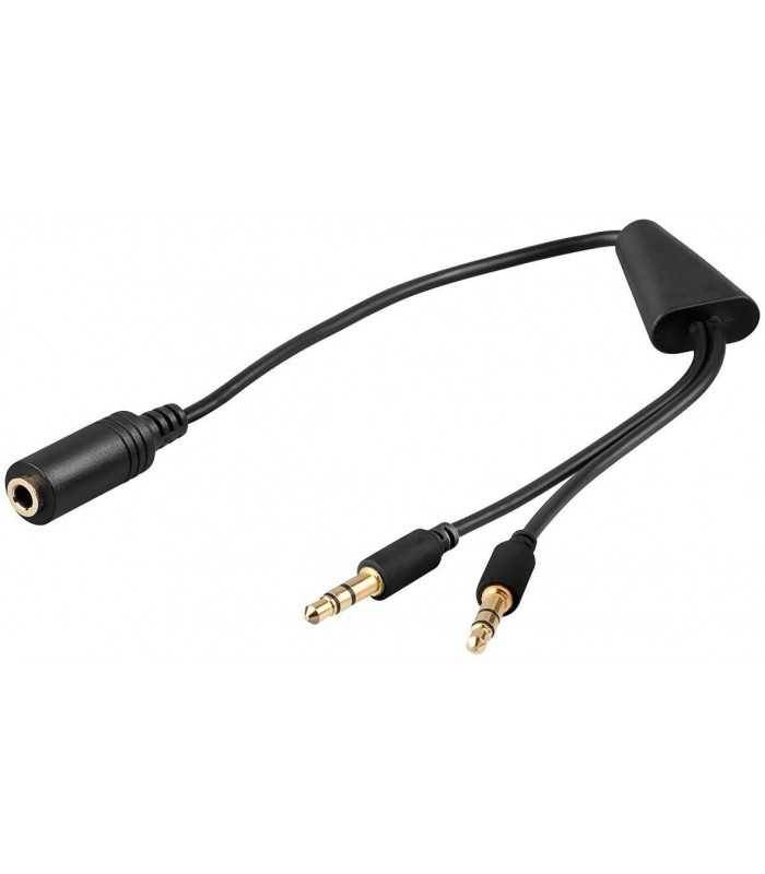 Cablu adaptor Jack 4 pini 3.5 mm mama la 2x 3.5 mm tata 20cm sau 40cm Goobay