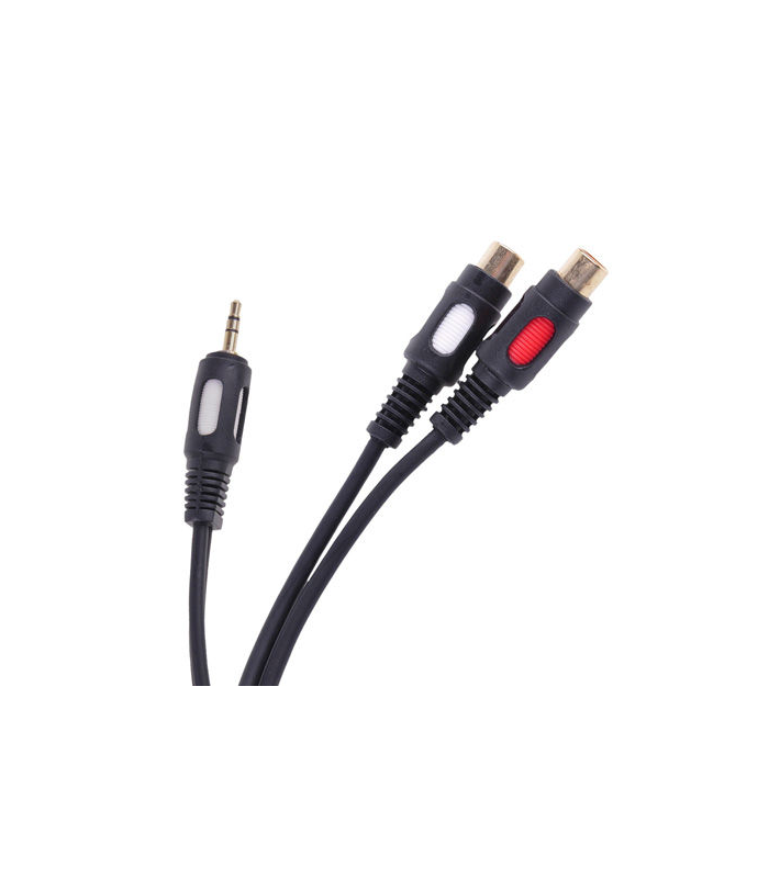 Cablu adaptor Jack tata 3.5 mm la 2x RCA mama 25cm dublu ecranat Cabletech