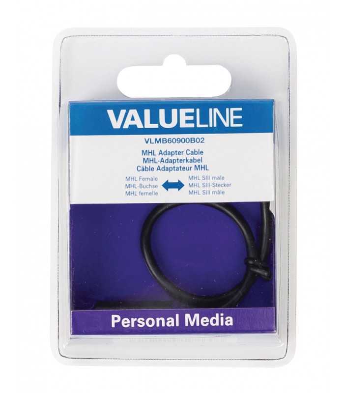 cablu adaptor mhl mama mhl siii tata micro usb 11 pini 02m negru valueline 3