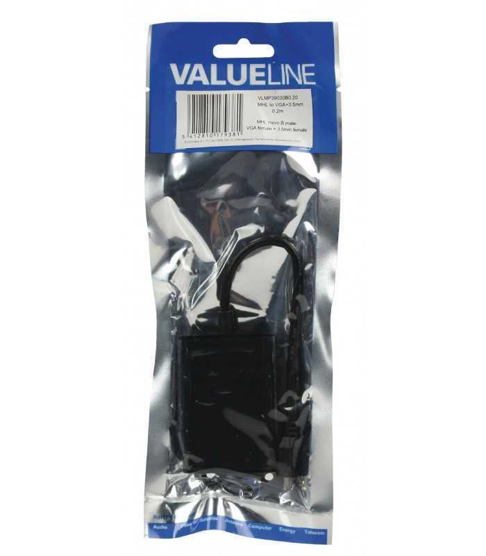 cablu adaptor mhl micro usb 5 pini vga jack 35 mm 02m valueline 2