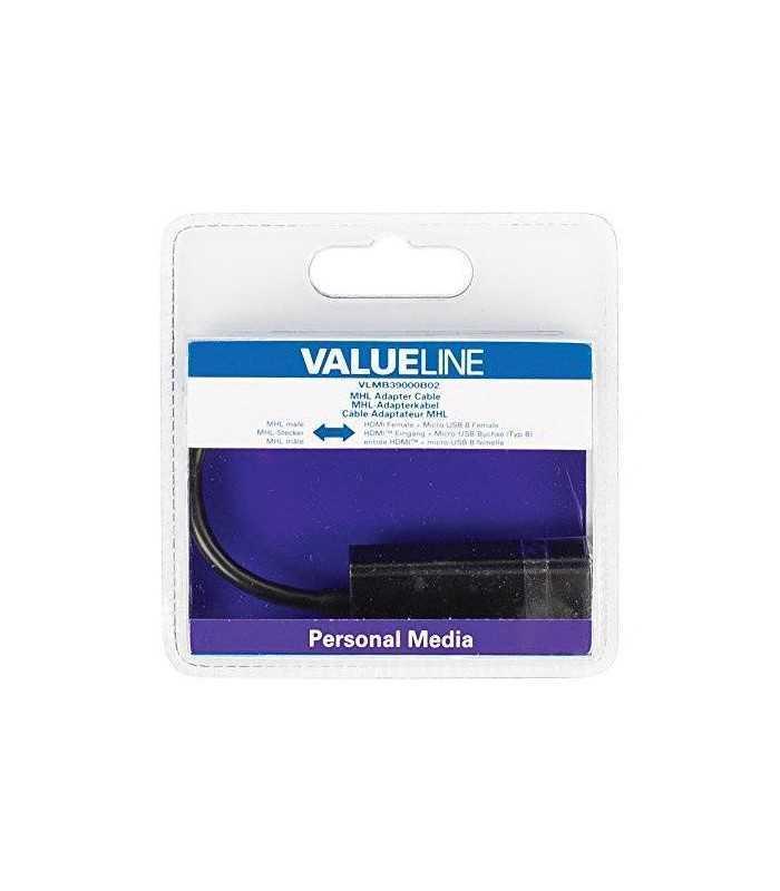 cablu adaptor mhl tata hdmi mama micro usb b mama 02metri negru valueline 3