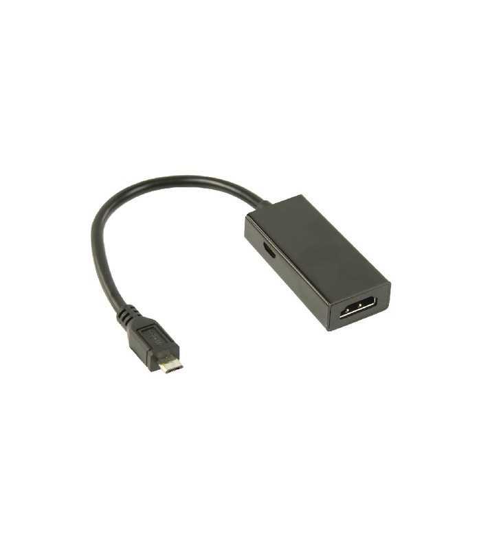 Cablu adaptor MHL tata - HDMI mama + micro USB B mama 0.2metri negru VALUELINE