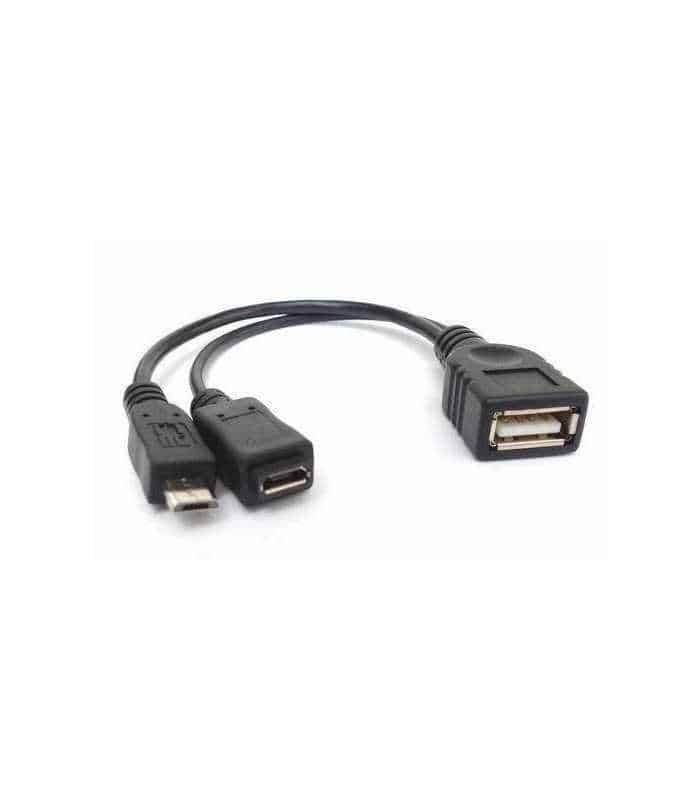 Cablu adaptor OTG cu alimentare micro USB mama+tata