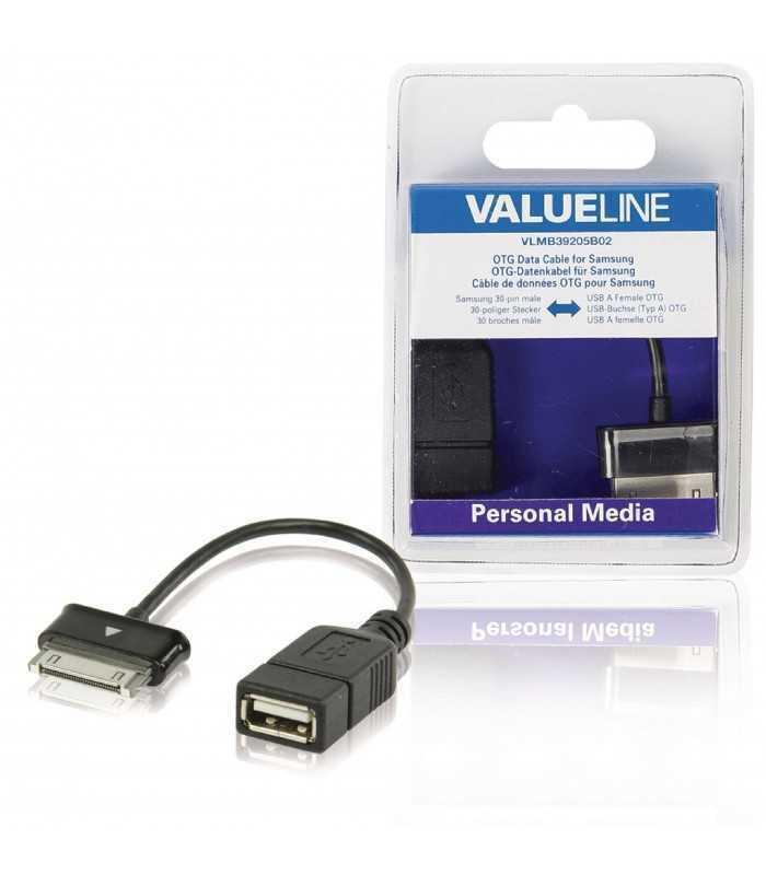 Cablu adaptor OTG Samsung 30 pini tata - USB A mama 0.2m Valueline