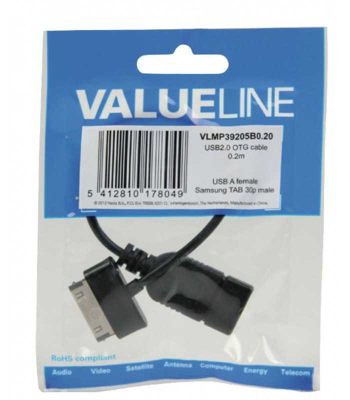 cablu adaptor otg usb a samsung 30 pini 02m valueline 2