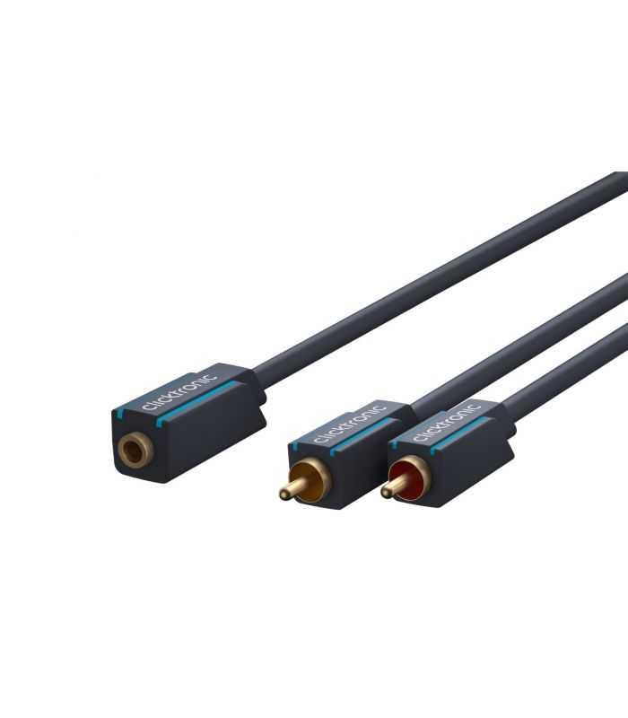 Cablu Adaptor Profesional Jack 35 Mm Mama 2x Rca Tata Ofc Cupru 10cm Dublu Ecranat Aurit Clicktronic 70493