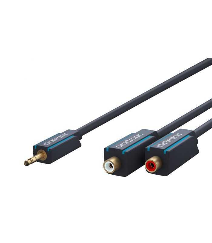 Cablu Adaptor Profesional Jack 35 Mm Tata 2x Rca Mama Ofc Cupru 10cm Dublu Ecranat Aurit Clicktronic 70492