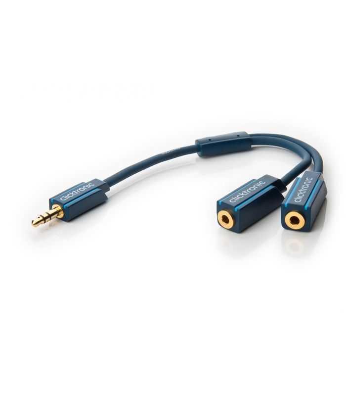 Cablu adaptor Profesional splitter Jack 3.5 mm x2 OFC cupru ecranat 10cm Clicktronic