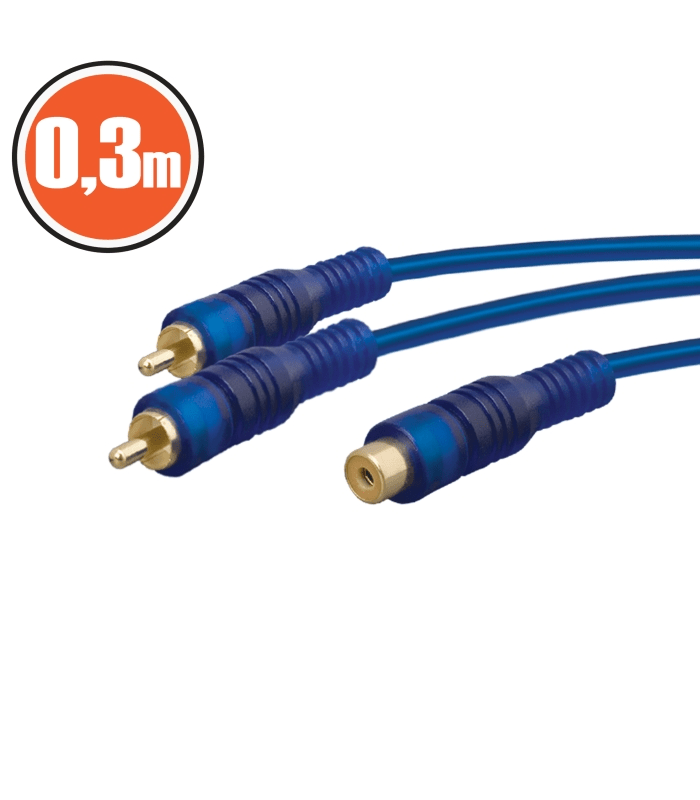 Cablu adaptor RCA tata 2x RCA la mama 1x RCA 0.3m
