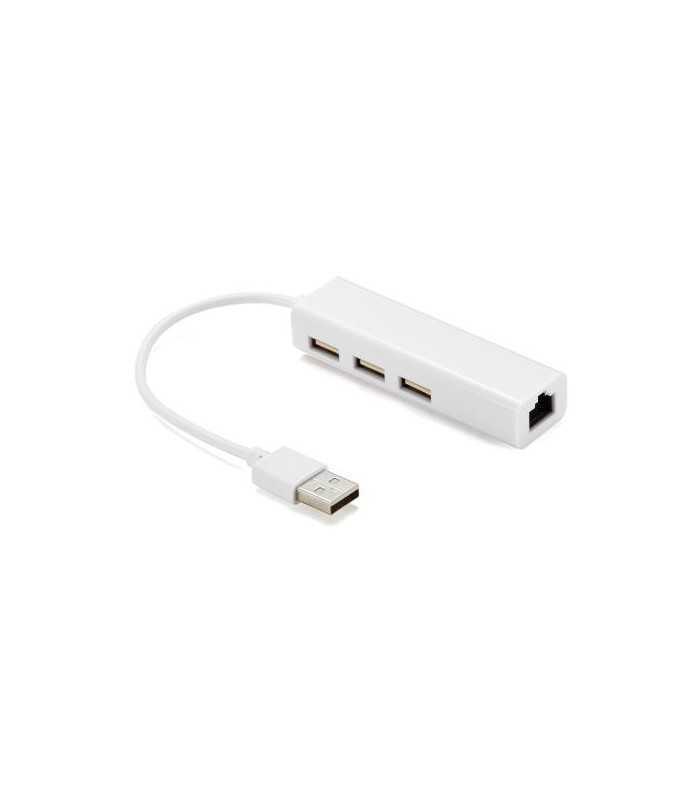 Cablu adaptor USB 2.0 la RJ45 retea Ethernet 100Mbps +HUB 3x USB 2.0 Well