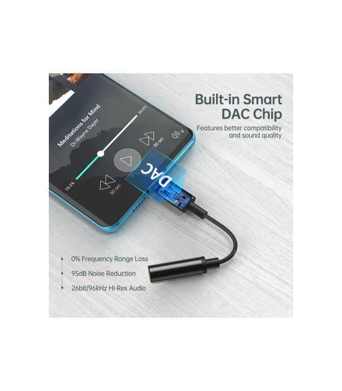 cablu adaptor usb type c jack 35 mm mama casti choetech aux003 3