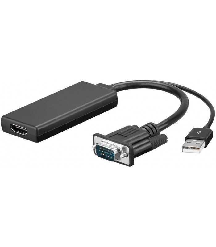Cablu adaptor VGA +audio USB la HDMI 1920x1080P 0.1m Goobay