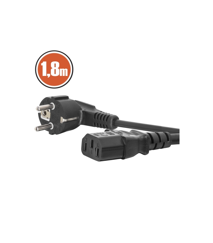Cablu alimentare 1.8m Stecher tip CEE 7/7 dreptunghiular - soclu IEC C13 3x0.75mm dublu izolat 16A/250V