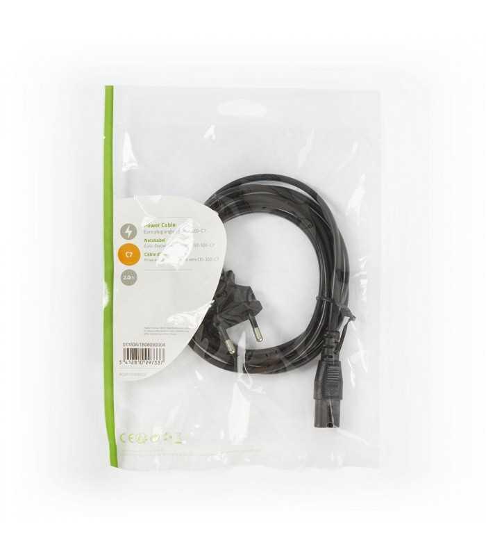 cablu alimentare euro cotit tata 2 pini iec 320 c7 2m nedis 2